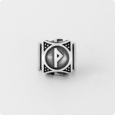 Шарм-бусина с руной Вуньо (Вунье) из серебра